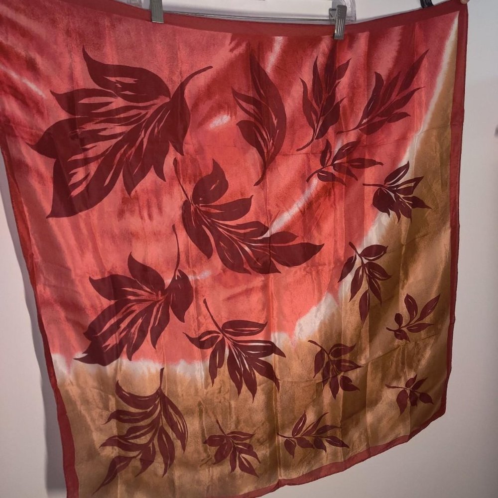 Vintage Fall Leaf 100 Silk Scarf